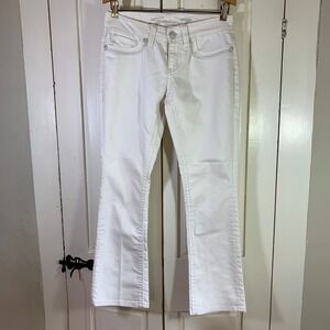 Seven7 Slim Bootcut Jeans Size 2 White Denim Low Rise Designer Jeans Embroidered